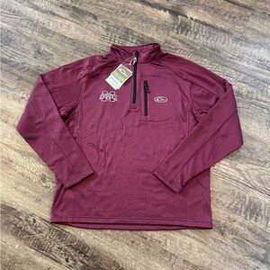 NWT Drake Clothing Company 1/4 Pullover Mens Large Maroon Mississippi State